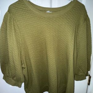 Olive Quilted Pullover Top - Women